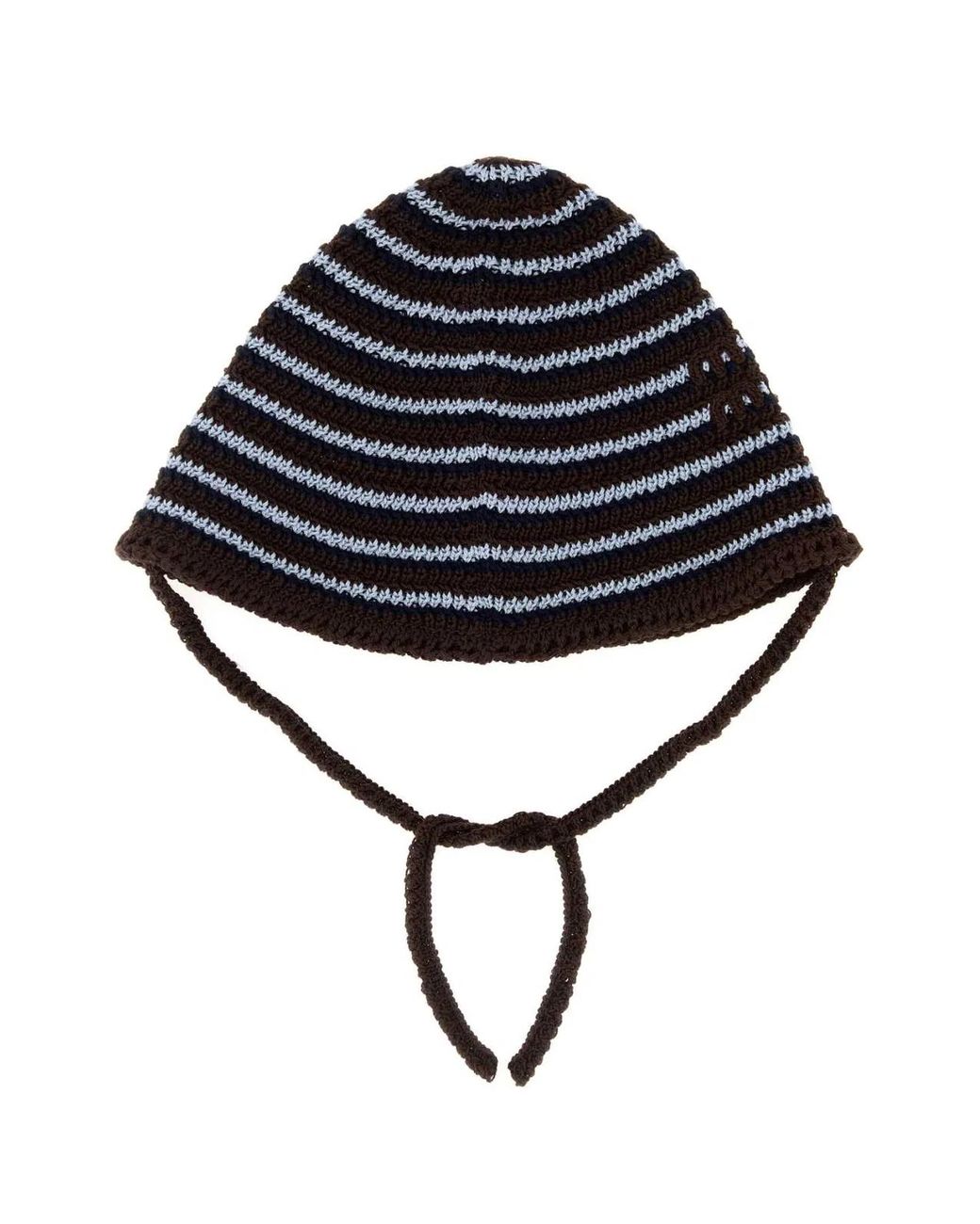 Miu Miu Black Embroidered Crochet Bucket Hat