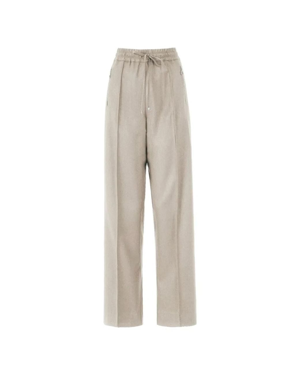 D.exterior White Chalk Wool Trousers