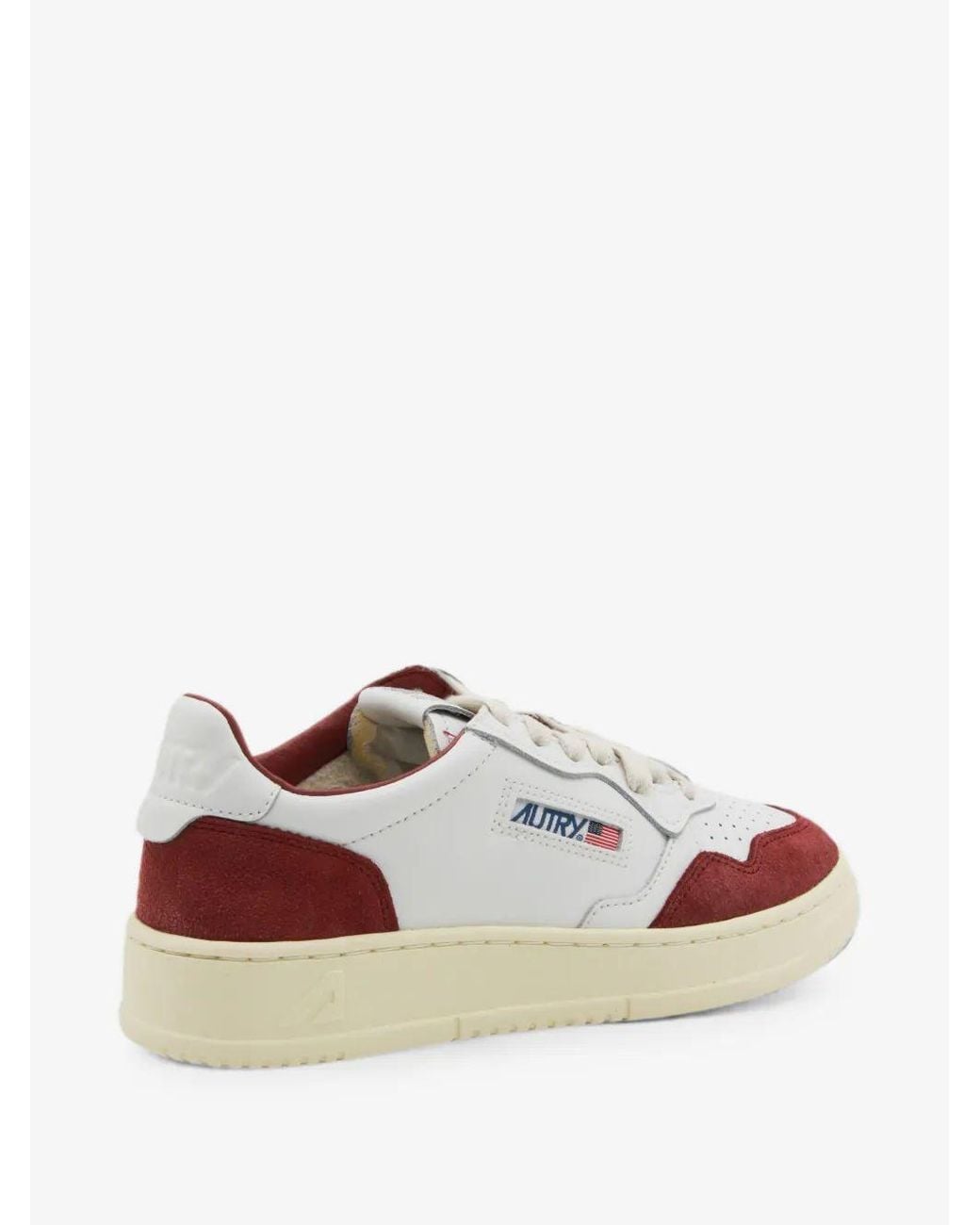 Autry White Medalist Low Micro-Perforated Suede-Trim Sneakers