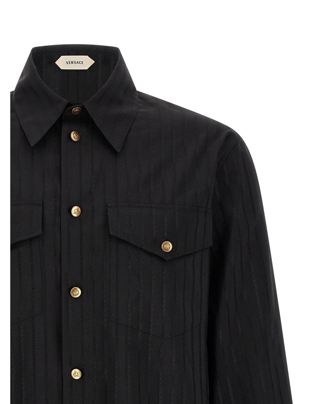 Versace Black Jacquard Silk Shirt for men