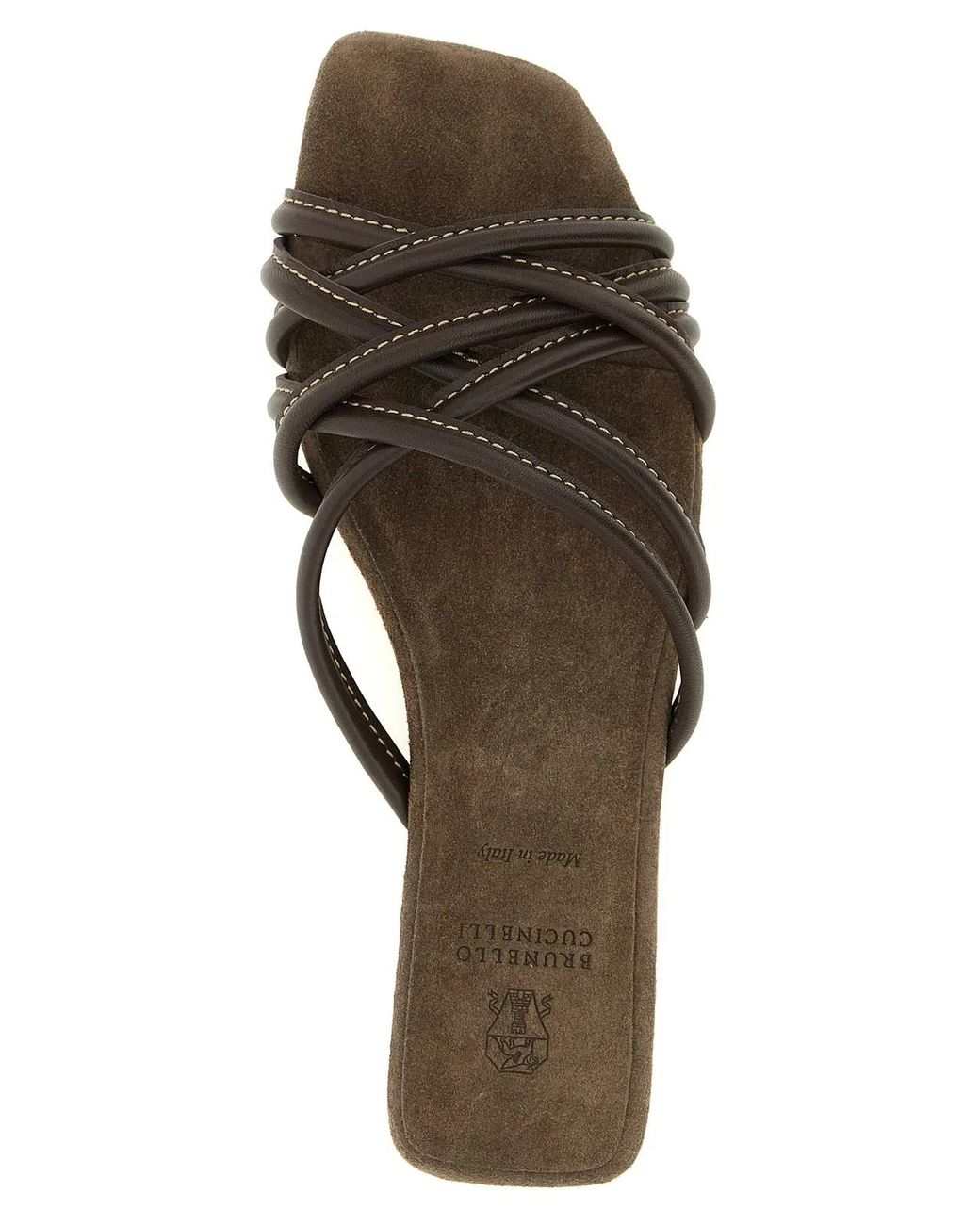 Brunello Cucinelli Black Lamb Leather Slides Shoe