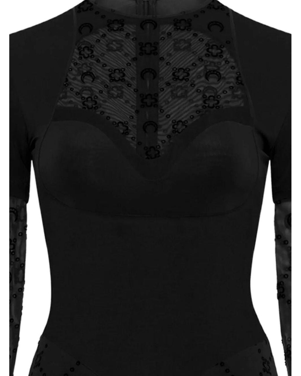 MARINE SERRE Black Layered Long Dress