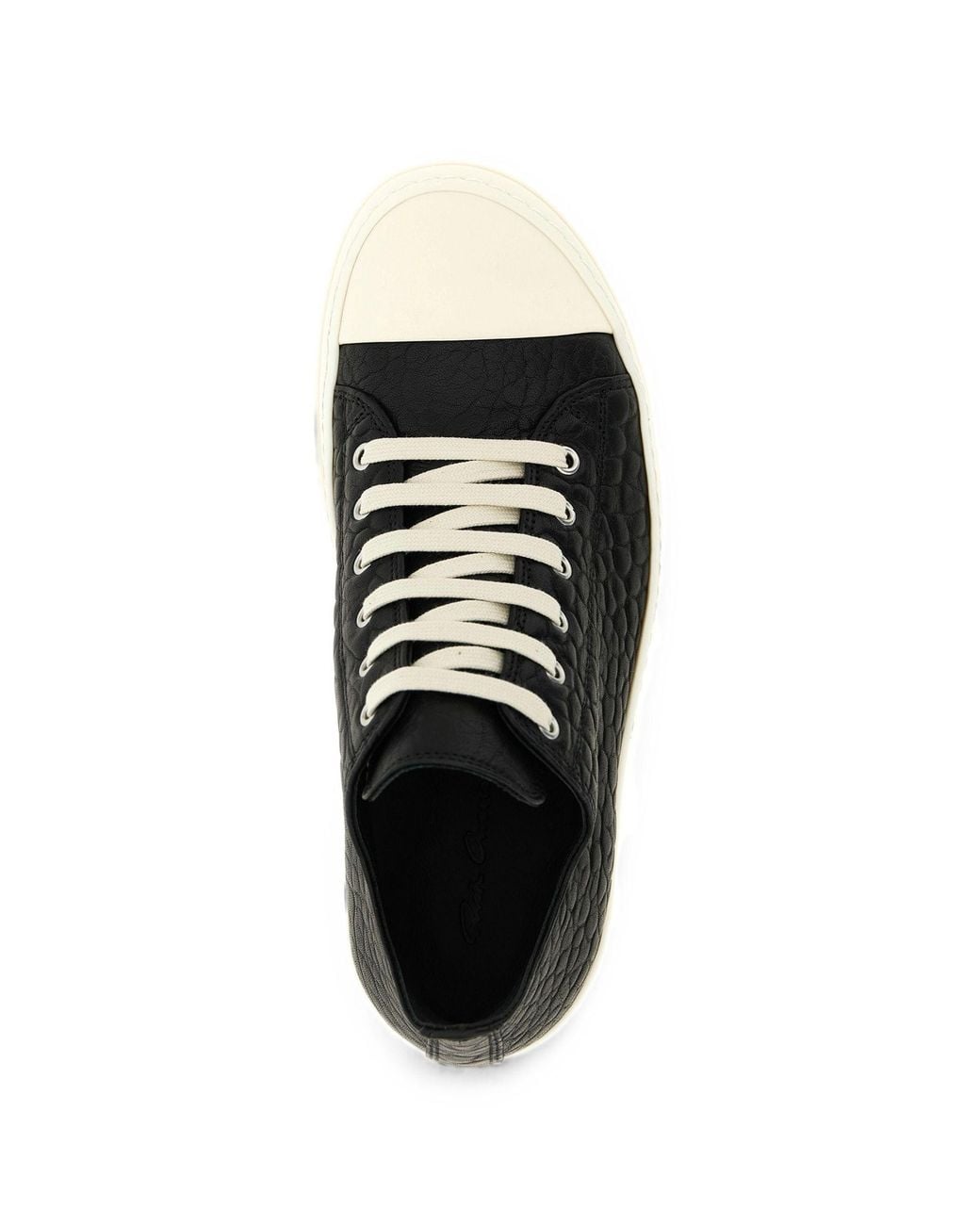 Rick Owens Black Textured Leather Sneakers for men