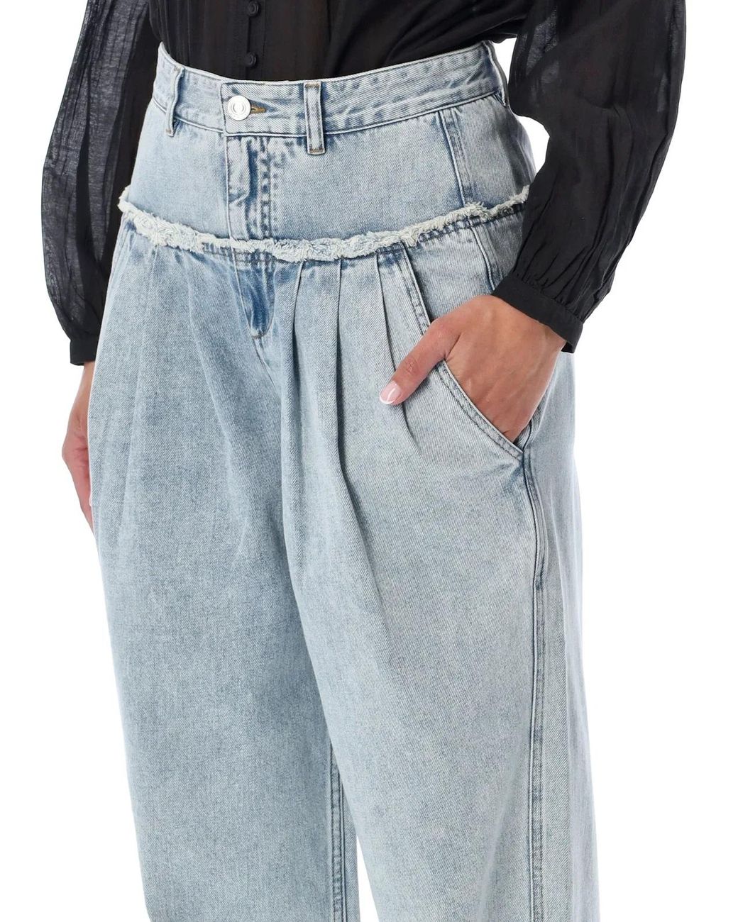 Isabel Marant Blue Iniza Wide-Leg Pleated Denim Jeans
