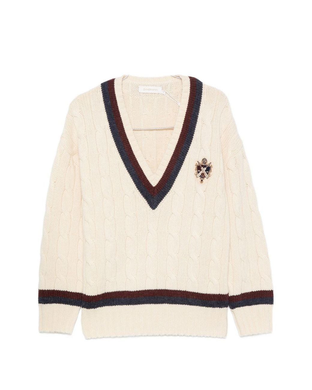 Zimmermann Natural Valiant Wool V-Necked Jumper