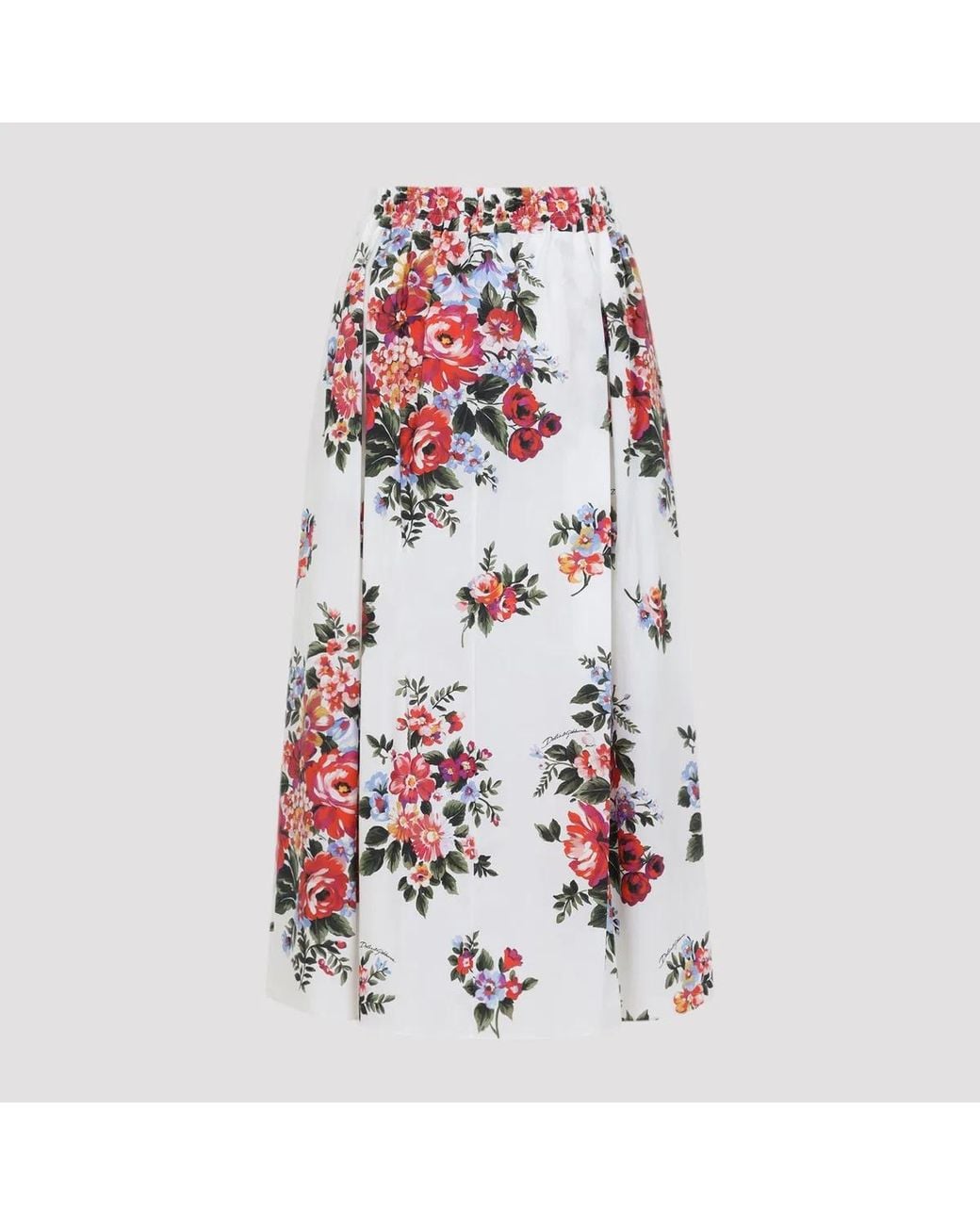 Dolce & Gabbana Red Dolce & Gabbana Dolce&Gabbana Floral Poplin Midi Skirt