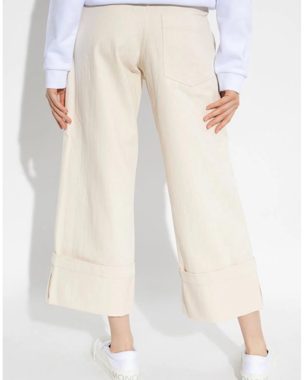 Moncler White Wide Leg Trousers For