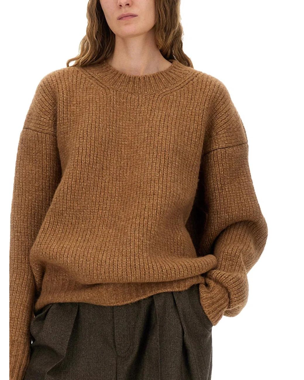 Saint Laurent Brown Thick Knit Pullover