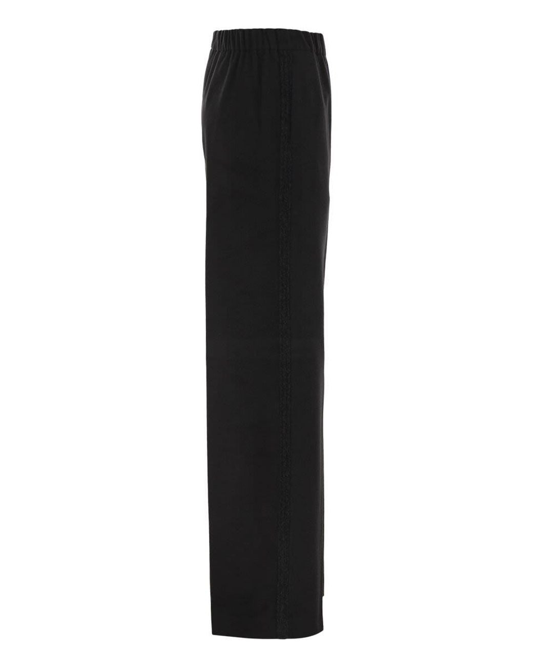 Herno Black Wide-Leg Flannel-Effect Trousers With Elasticated Waistband