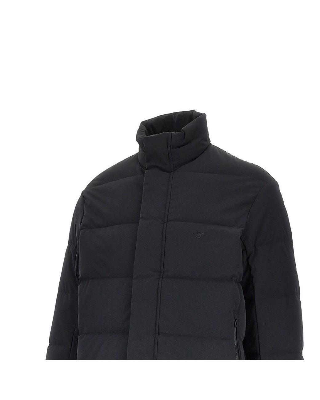 Emporio Armani Blue Quilted Nylon Downjacket With Eagle Logo for men