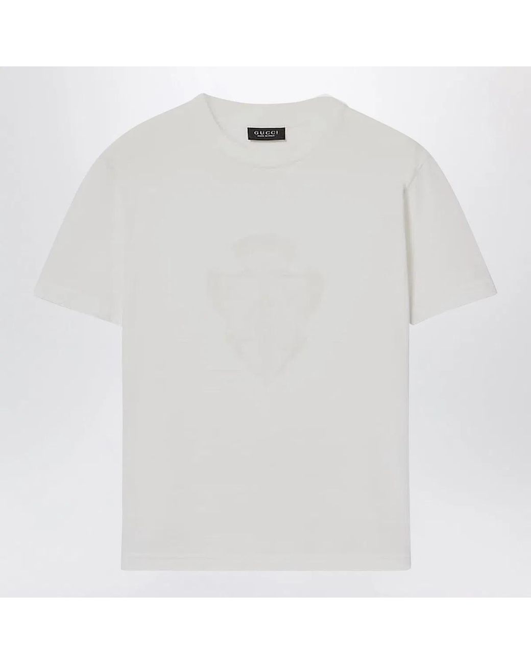 Gucci White Cotton T-Shirt With Logo Crest