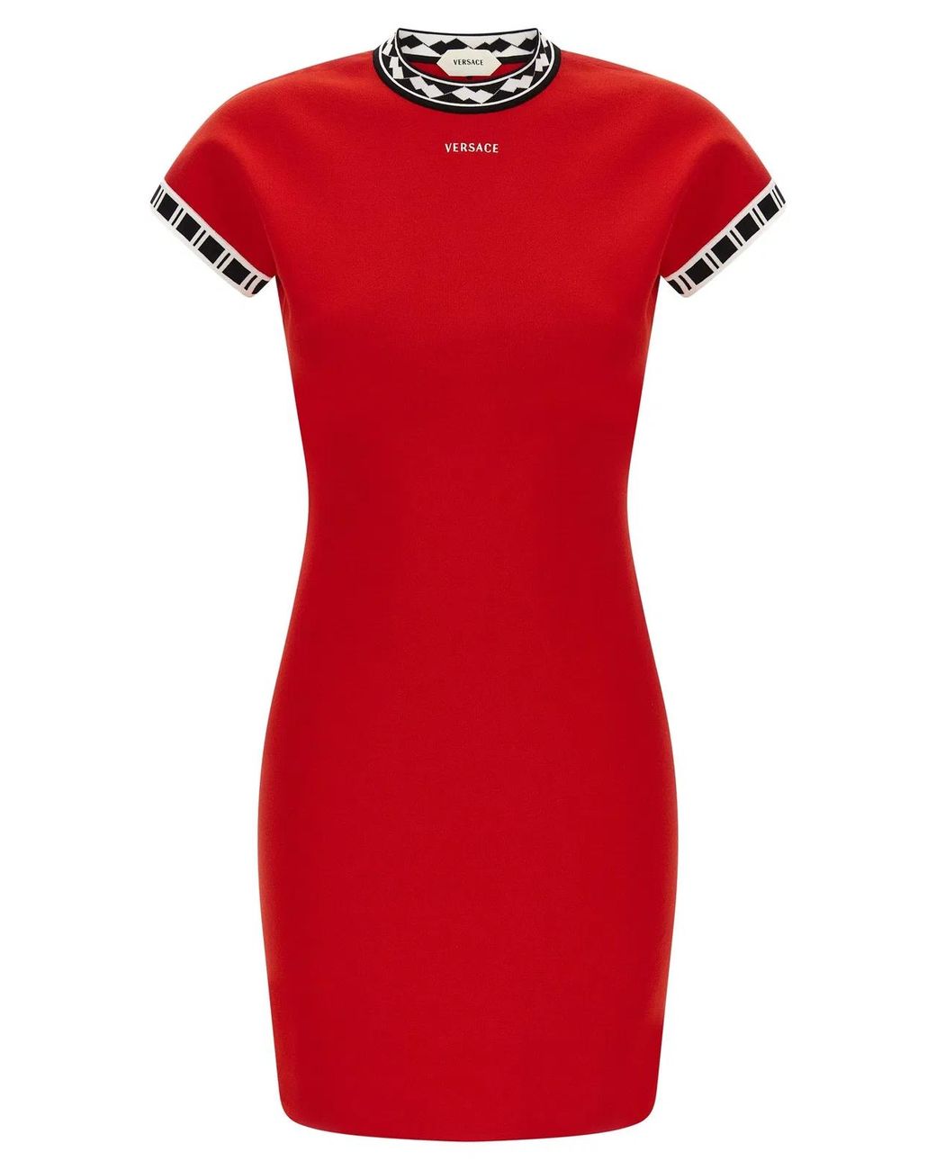 Versace Red Cotton Short Dress