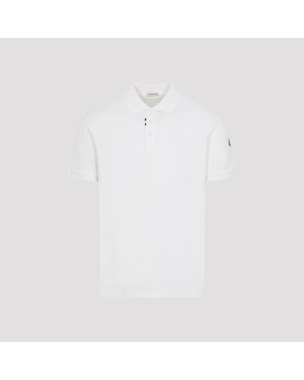 Moncler White Cotton Polo for men