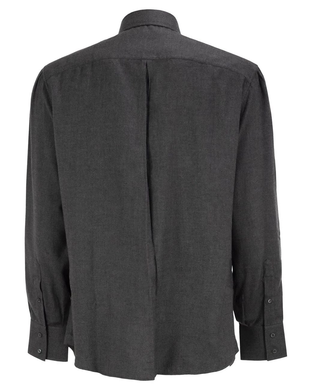 Brunello Cucinelli Gray Cotton And Lyocell Button-Down Shirt for men
