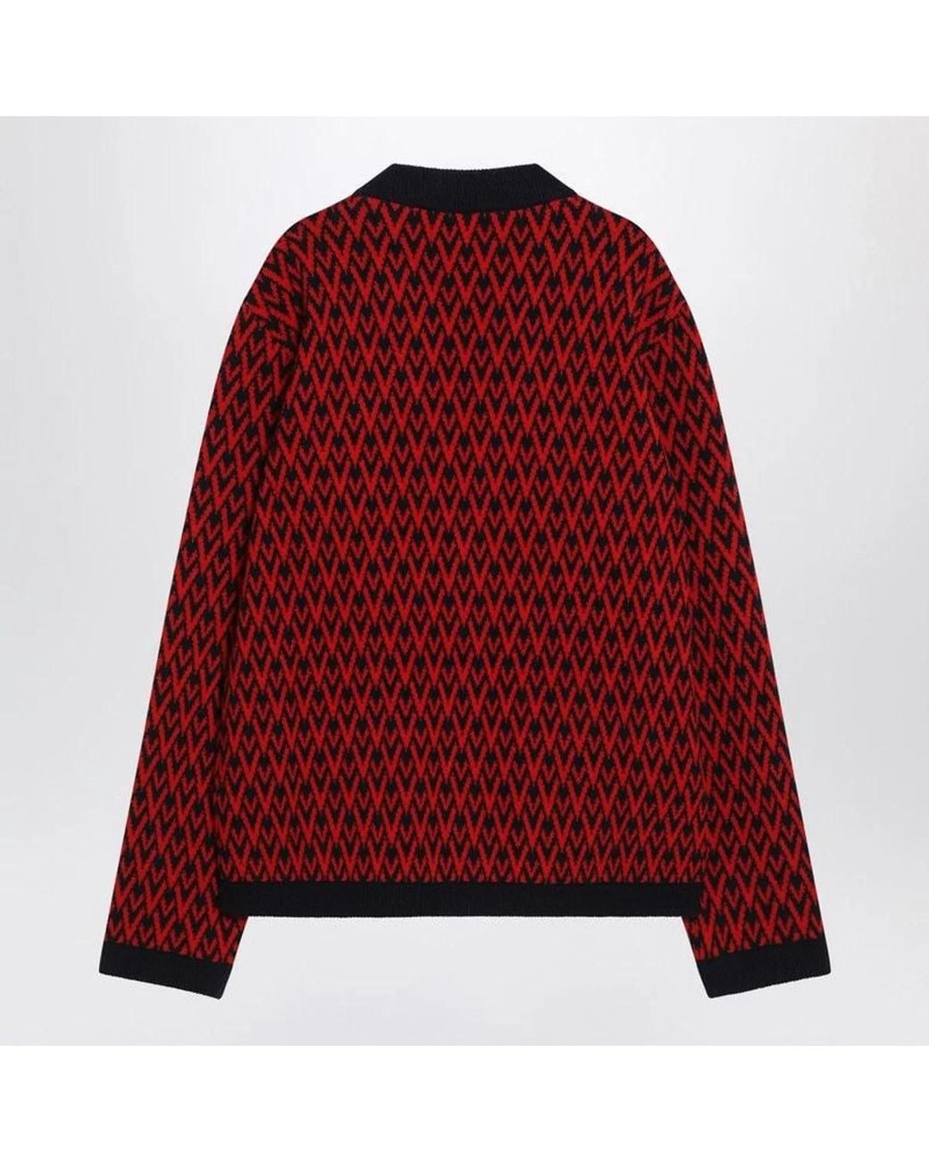 Valentino Red Cardigan With Toute La V Pattern for men