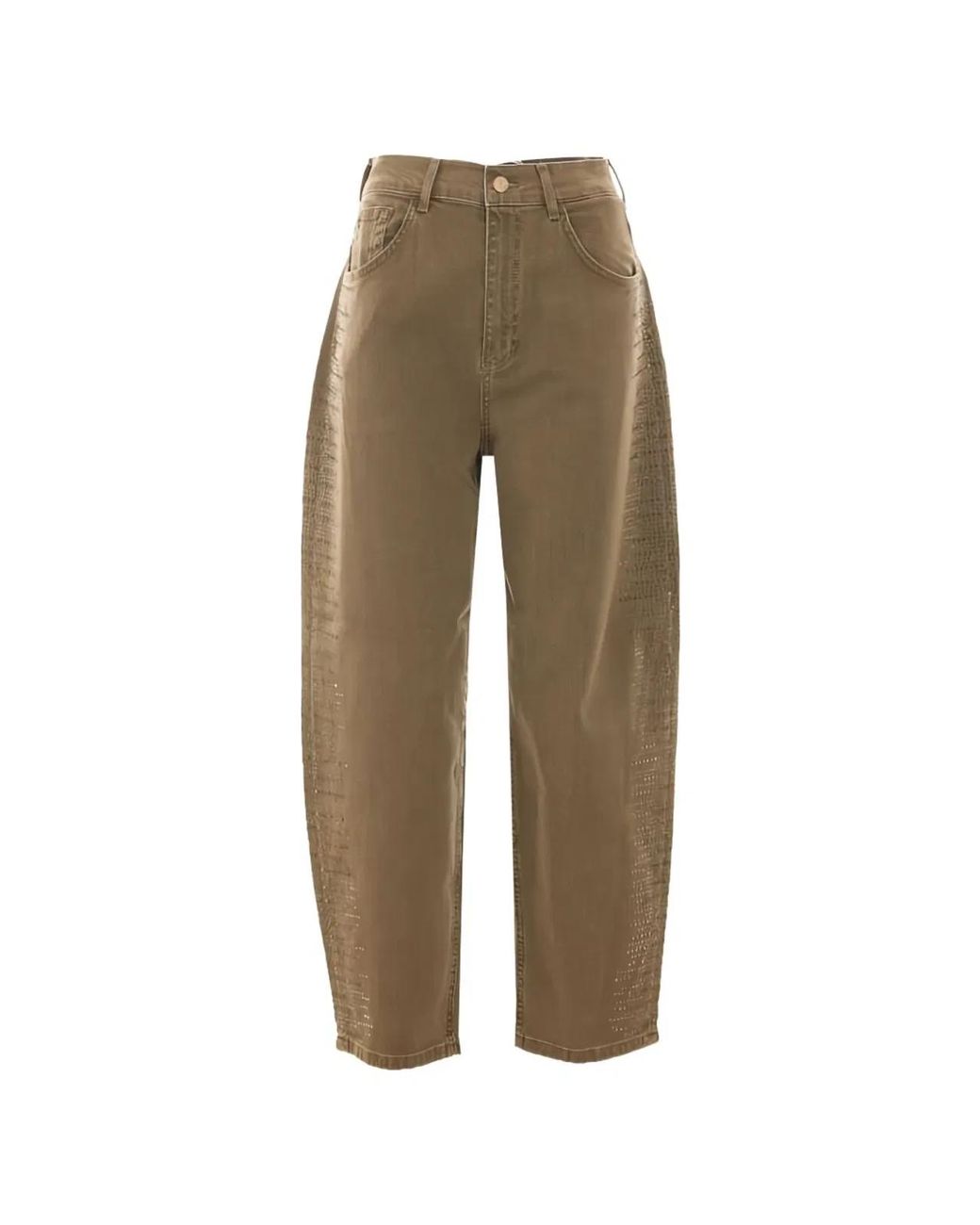 Liu Jo Natural Rhinestone Barrel-Leg Trousers