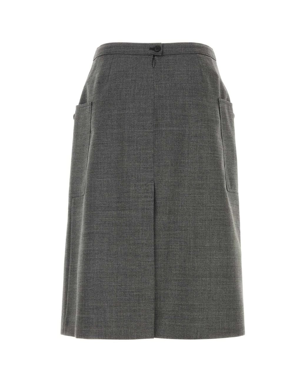 Prada Gray Structured Skirt With Refined Finish