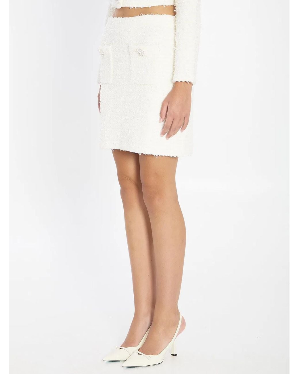 Self-Portrait White Wool Blend Cardigan
