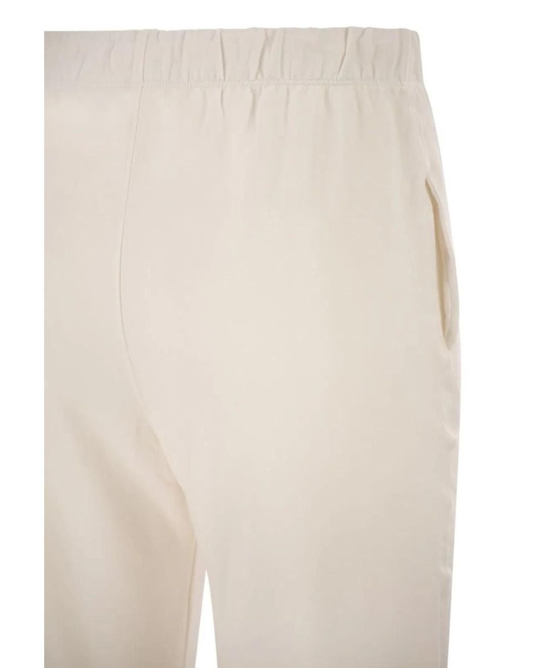 Majestic White Stretch Viscose Jogger Trousers With Drawstring Waist