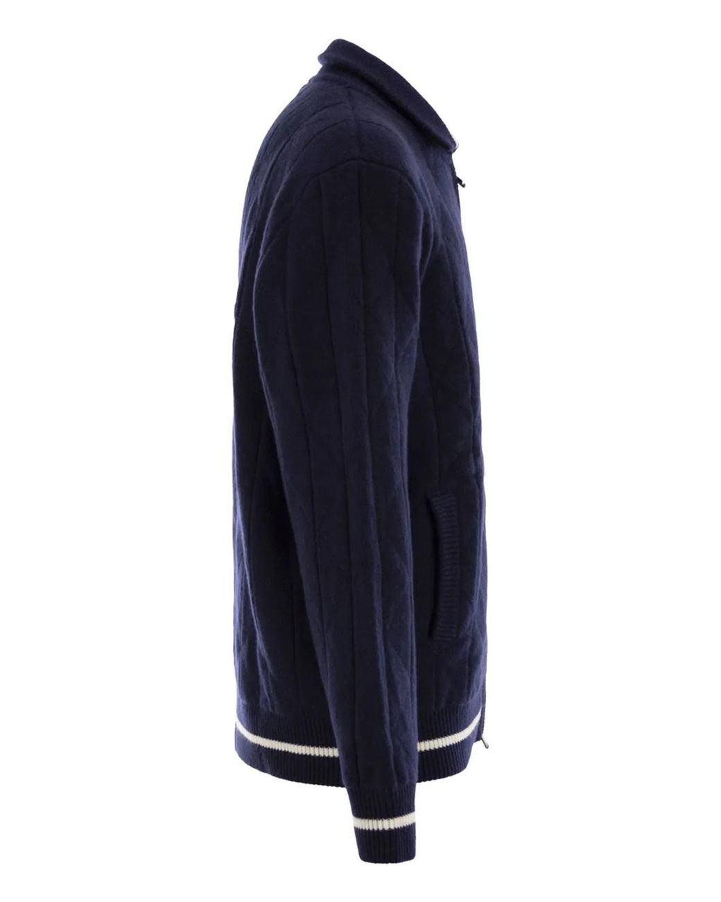 Kiton Blue Cashmere Bomber Jacket for men