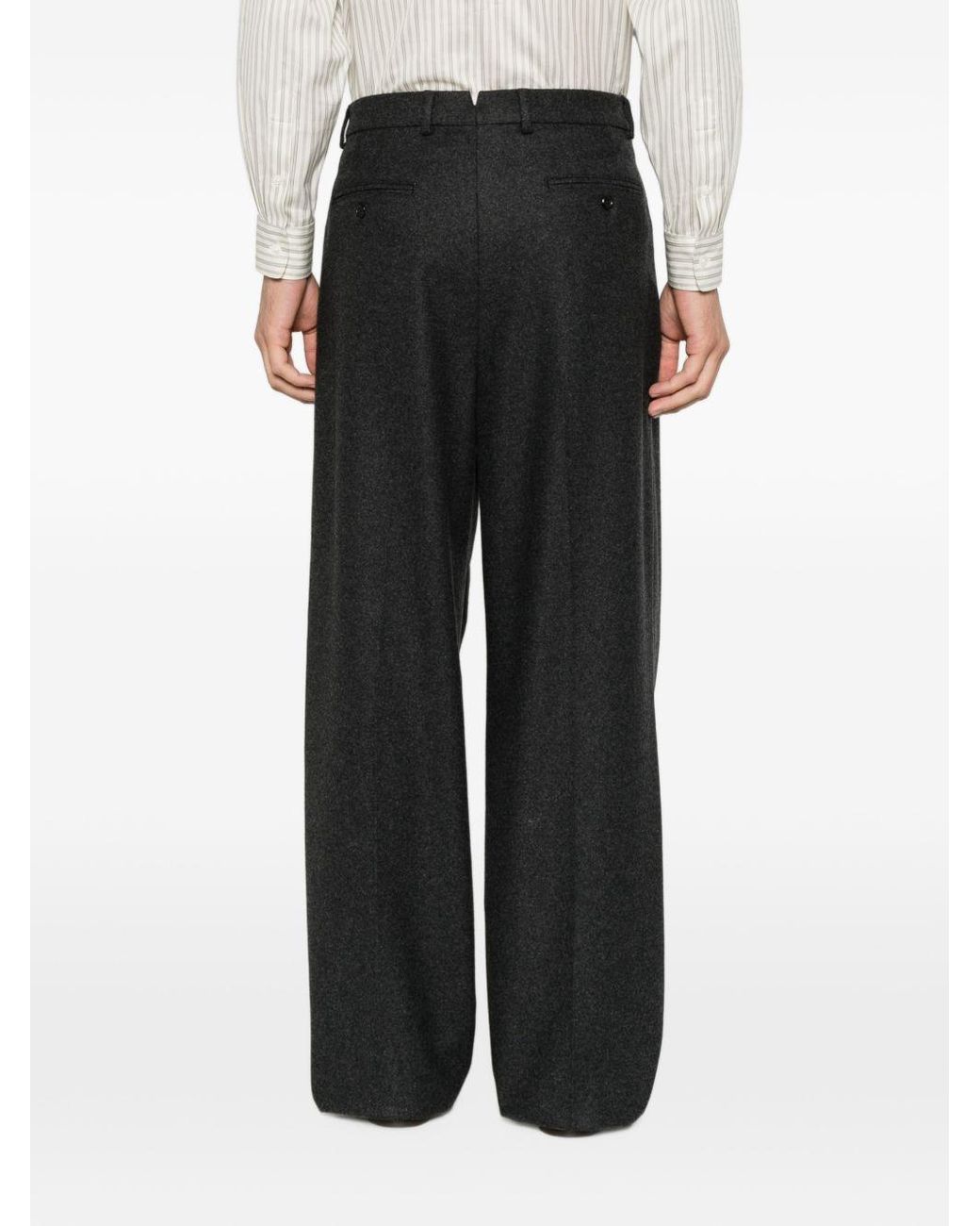 Emporio Armani Black Wool Blend Trousers for men