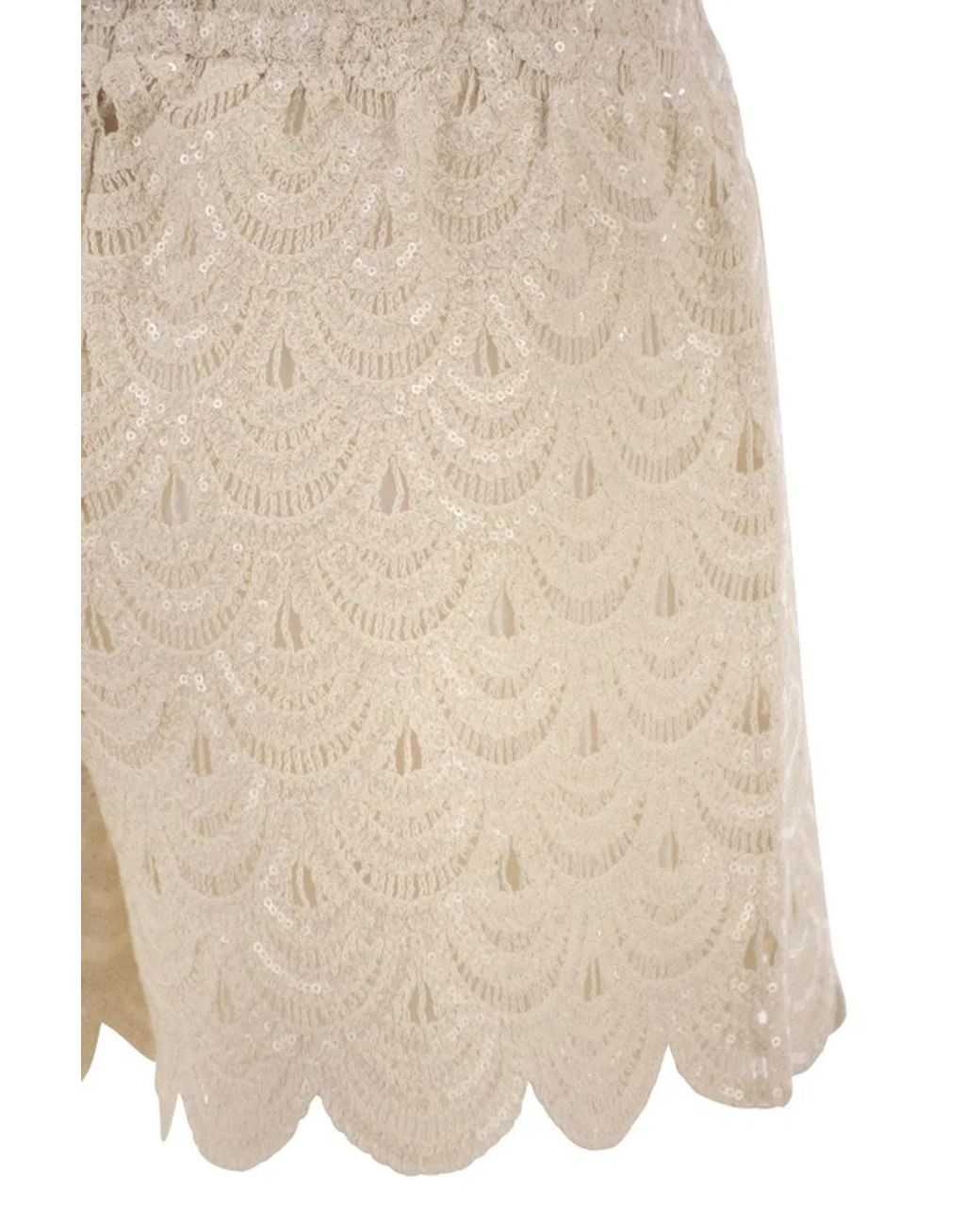 Mc2 Saint Barth Natural Lace Shorts With Sequins