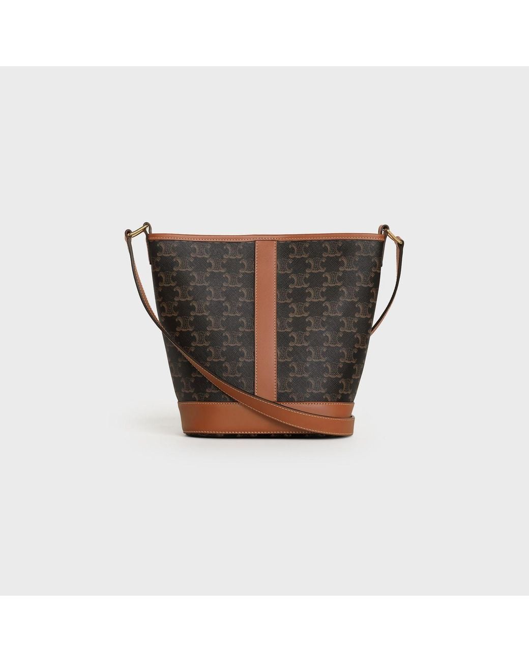 Céline Brown Small Canvas Leather Bucket Bag