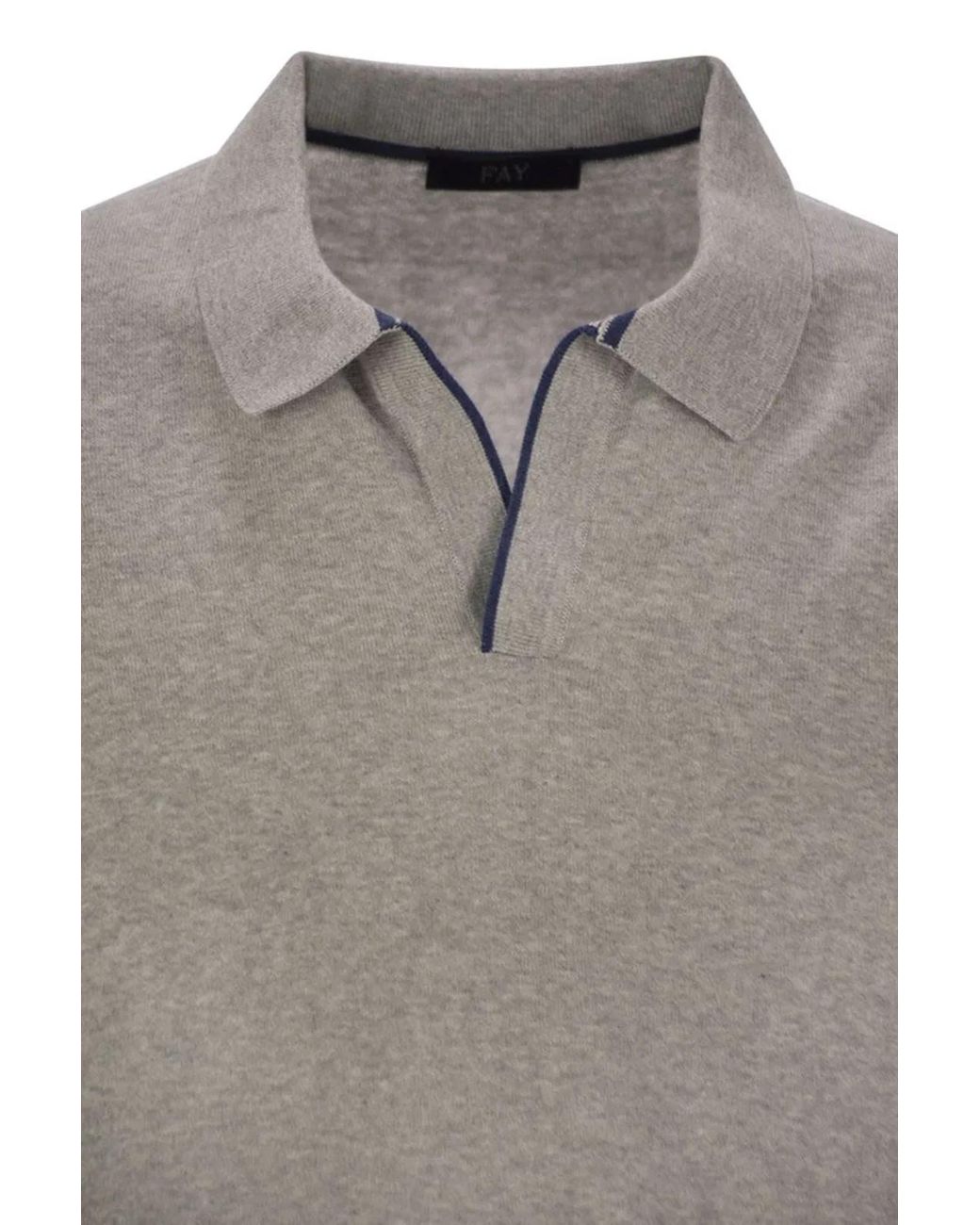 Fay Gray Cotton Buttonless Polo Shirt for men
