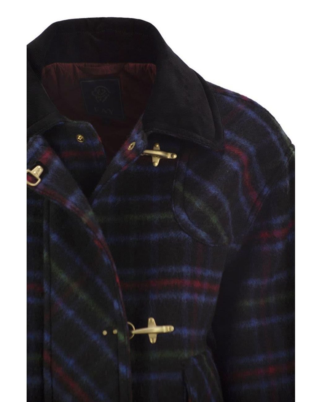 Fay Black Checked Wool-Blend Jacket With Hook Fastenings