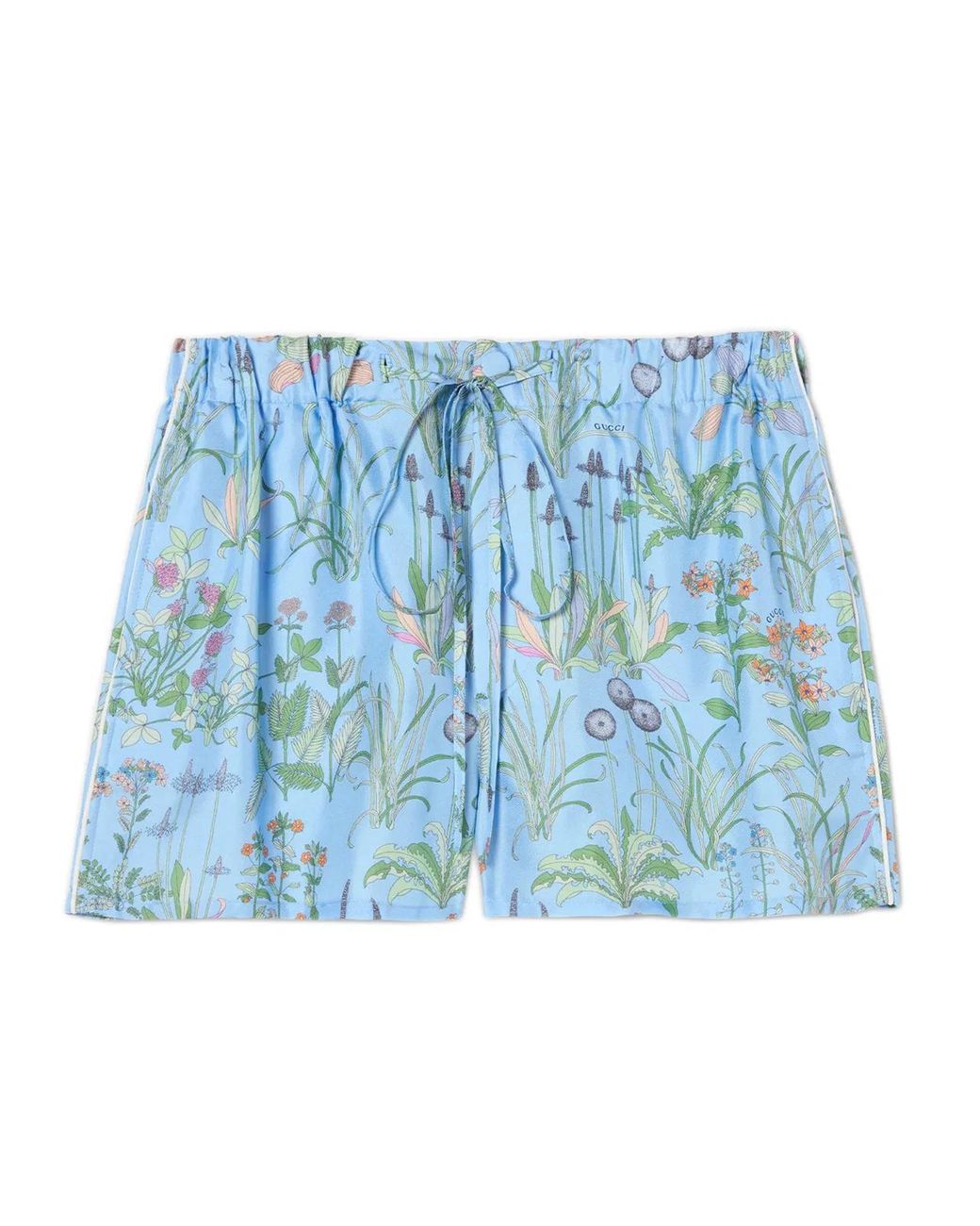 Gucci Blue Printed Silk Twill Shorts