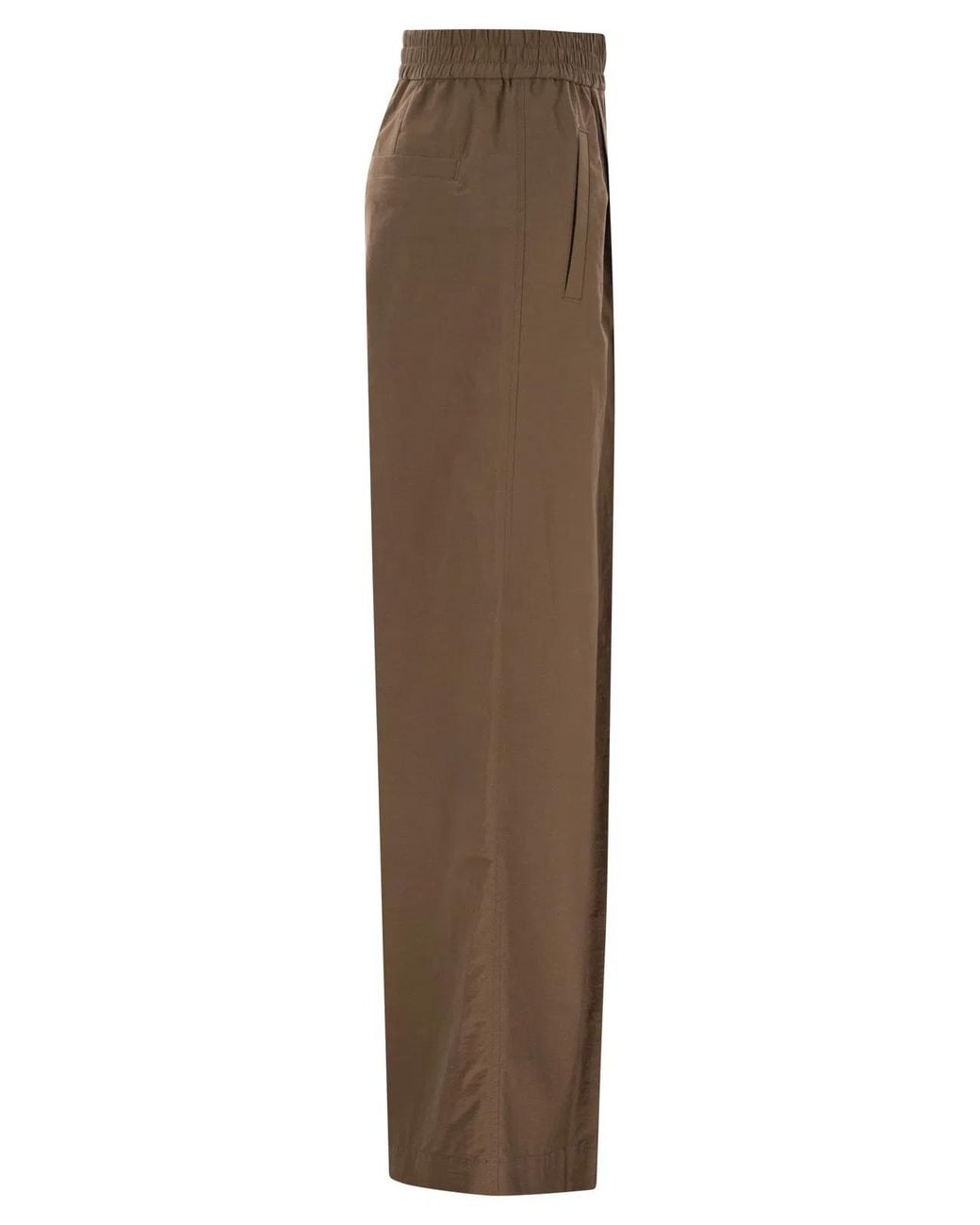Brunello Cucinelli Brown Loose Fit Cotton Trousers