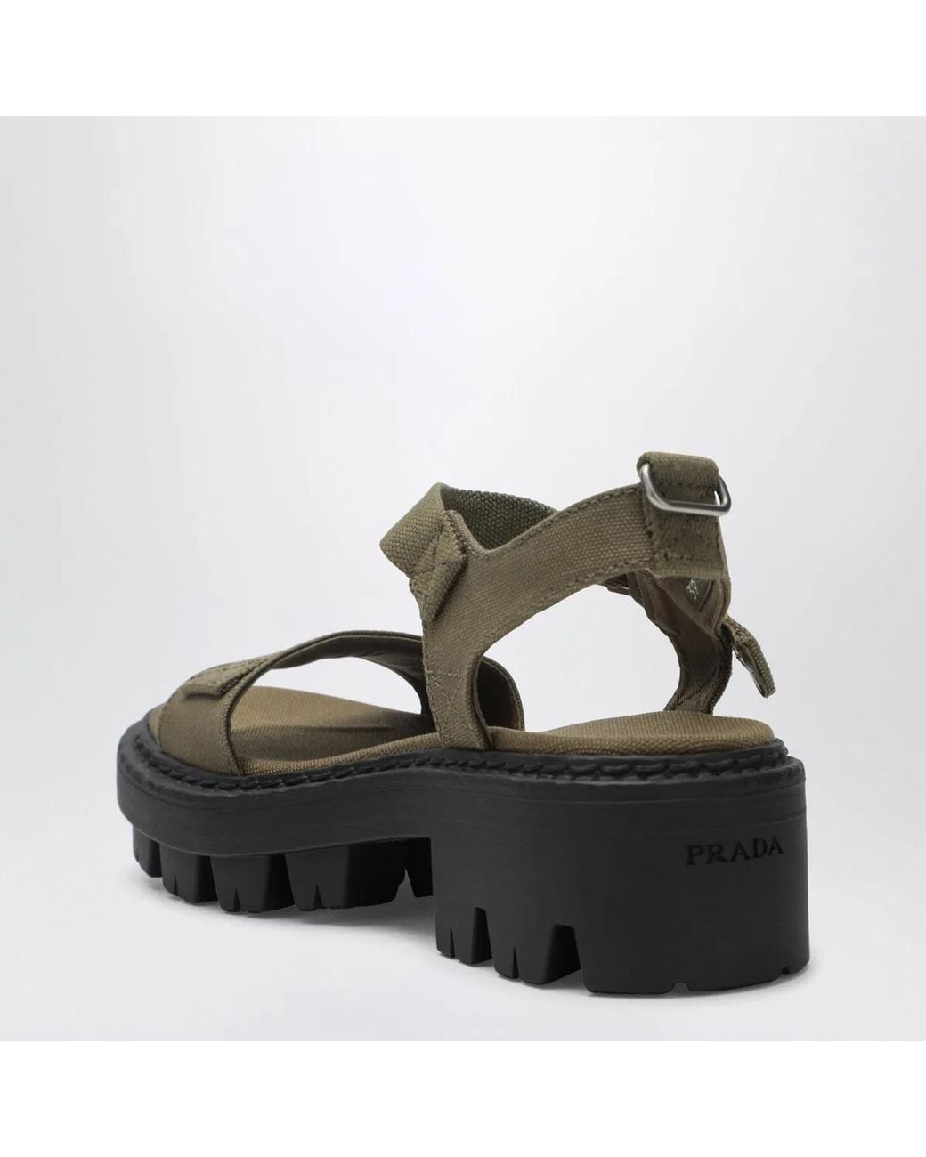 Prada Green Military Canvas Sandals