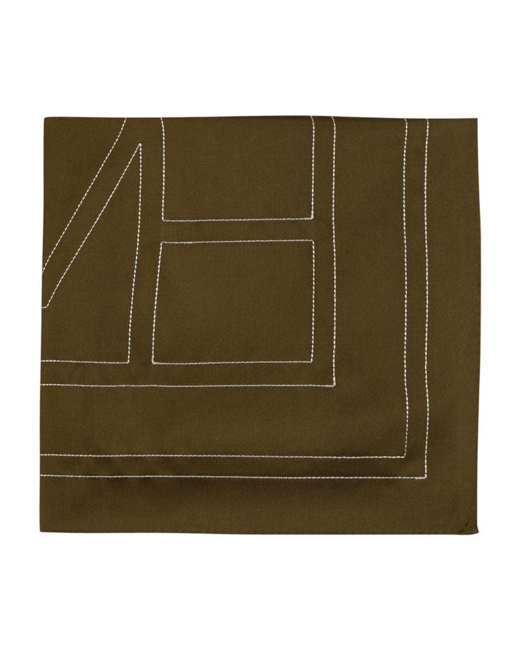 Totême Green Embroidered Monogram Scarf