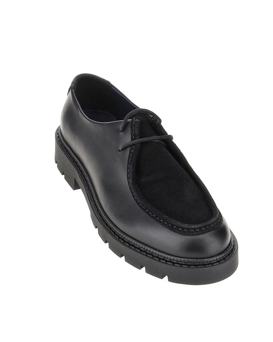 BIANCO LEVRIN Black Leather Moc-Toe Shoes for men