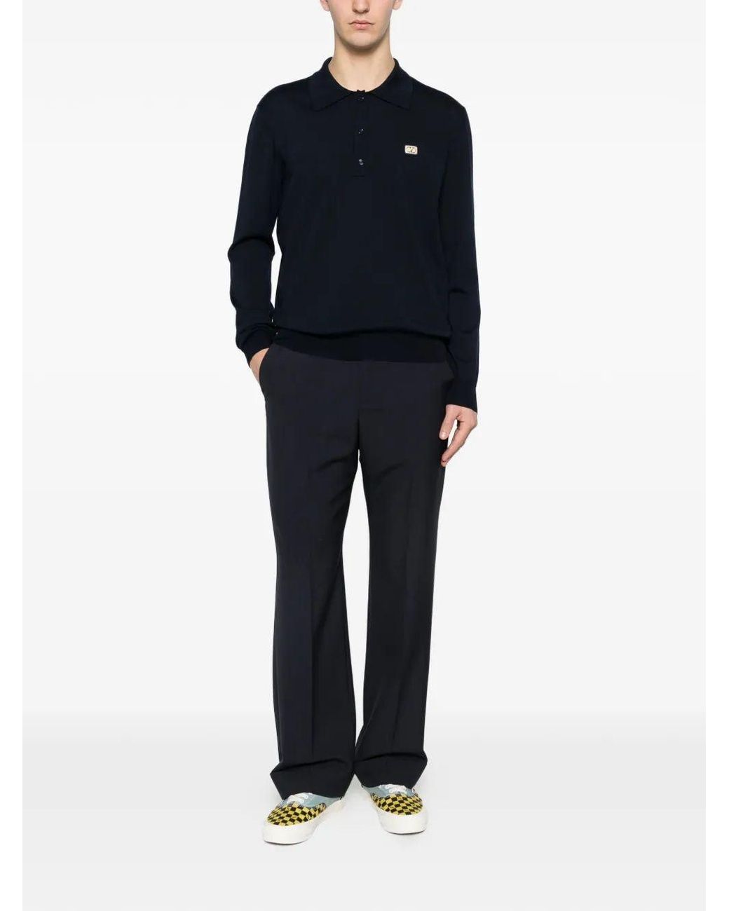 Valentino Black Polo Shirt With Vlogo Patch for men