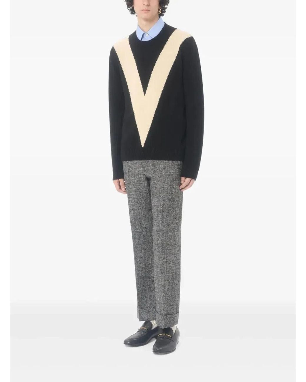 Valentino Black Wool Crewneck Sweater for men
