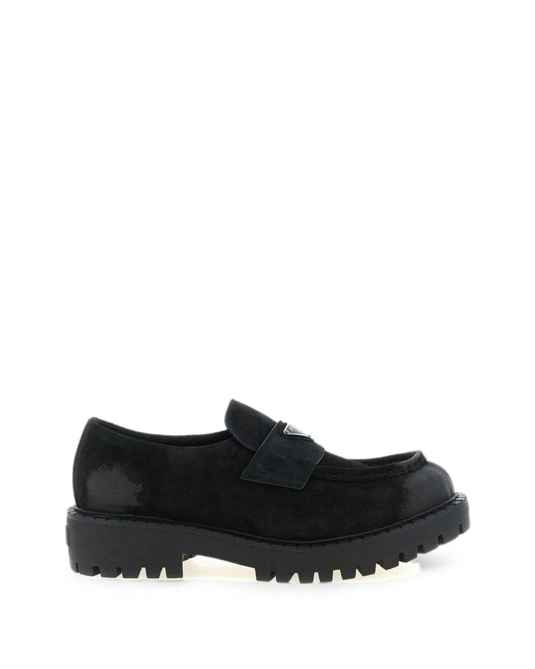 Prada Black Flat Shoes, 100% Vitello for men