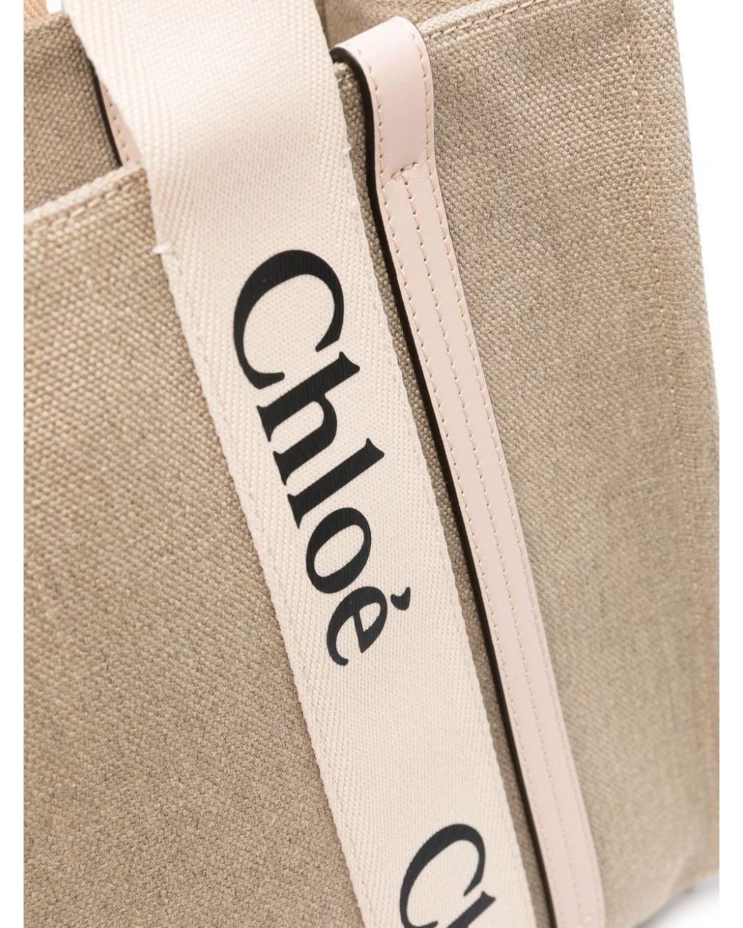 Chloé Natural Woody Canvas Shoulder Bag
