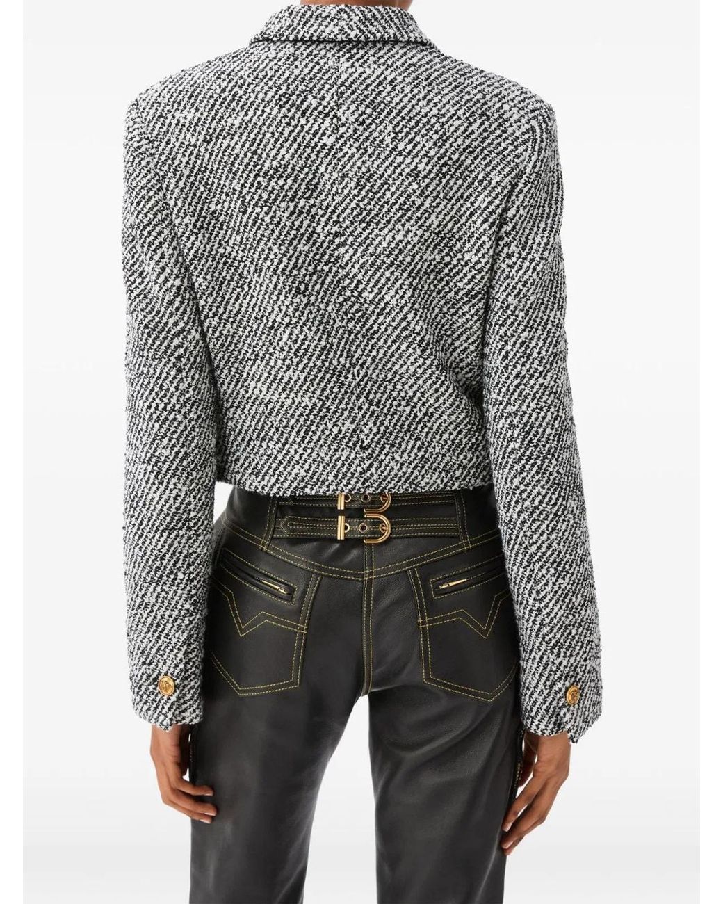 Versace Gray Bouclé Wool Jacket