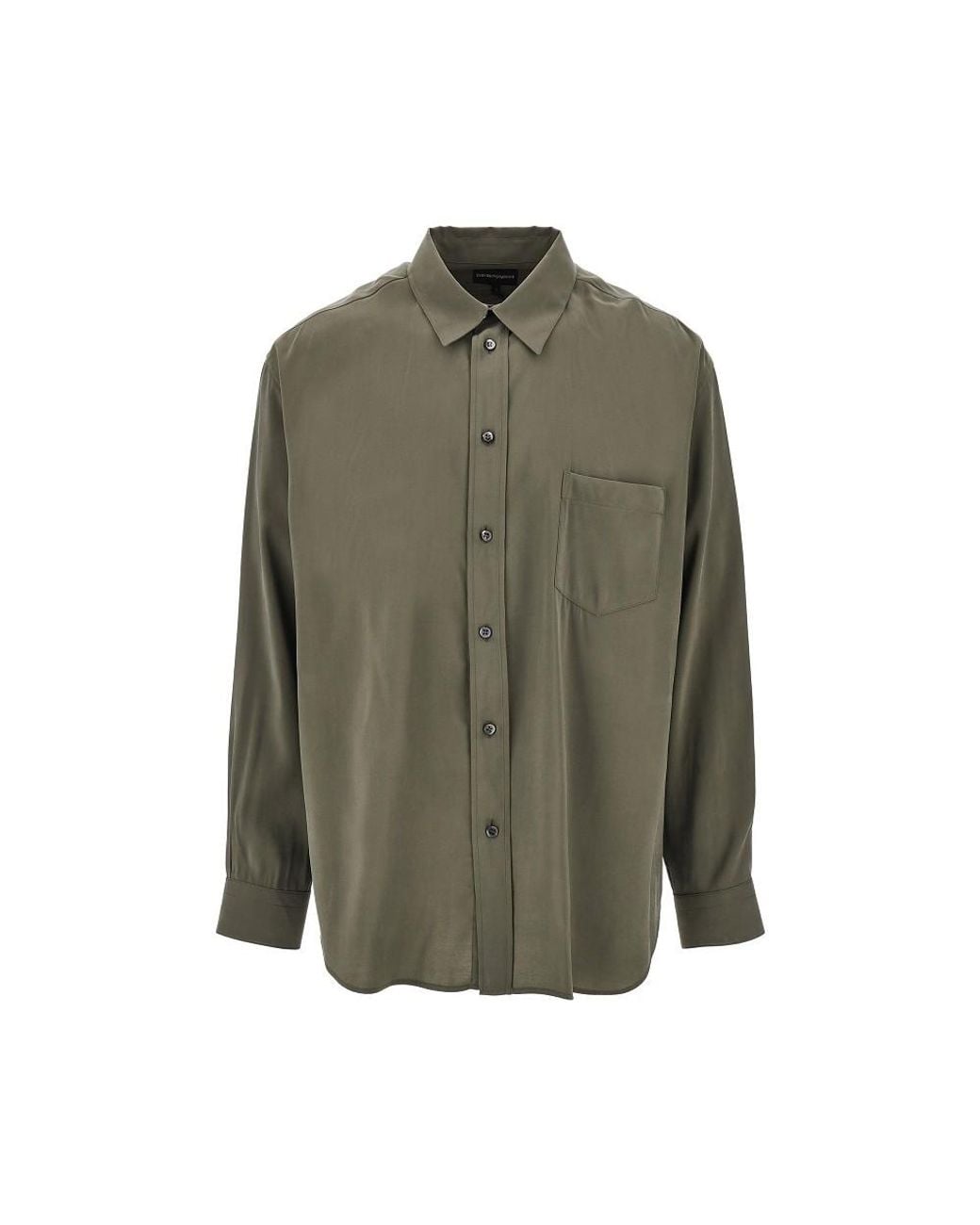 Emporio Armani Green Silk-Hand Viscose Shirt for men