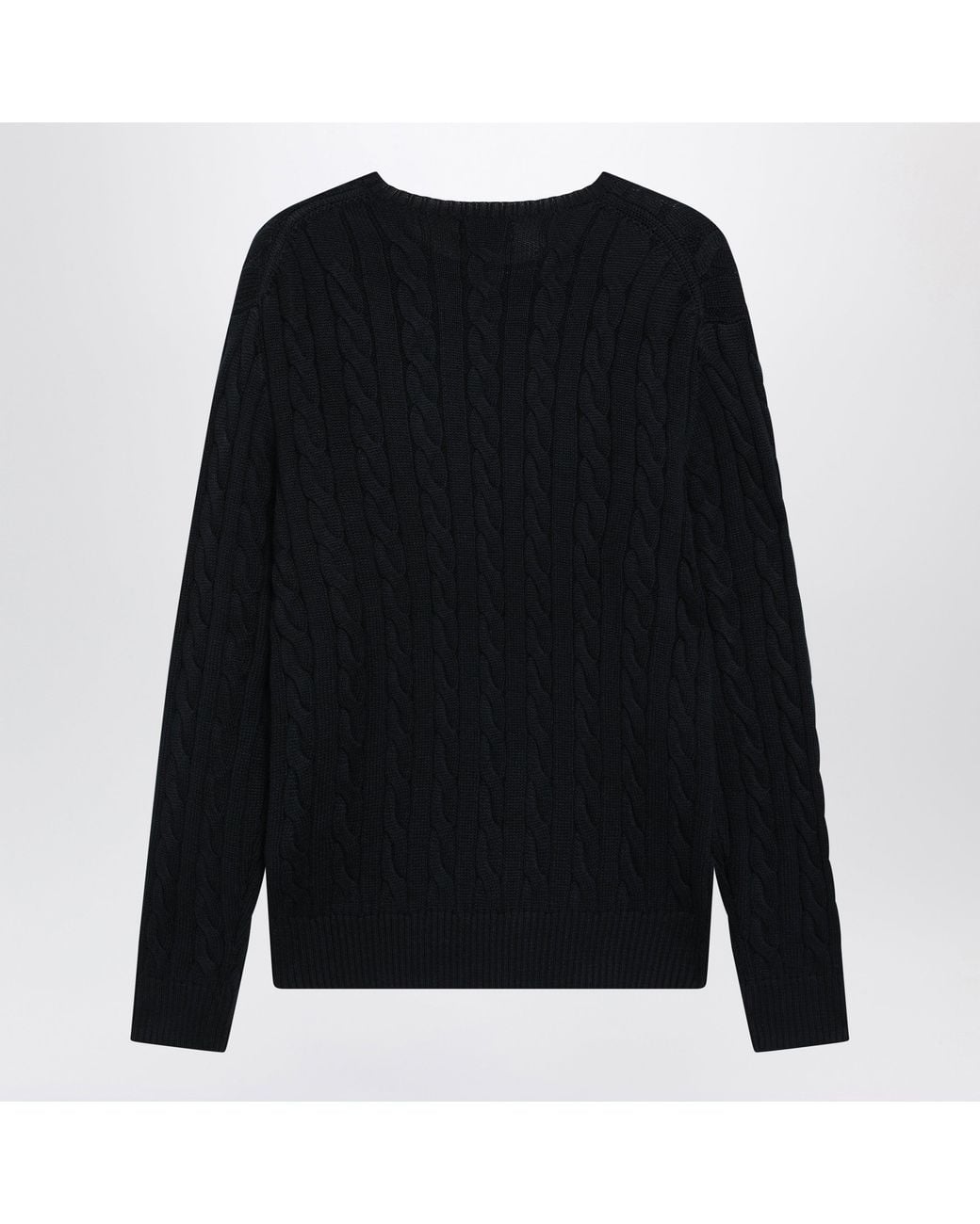 Polo Ralph Lauren Black Hunter Cotton Cable-Knit Sweater for men
