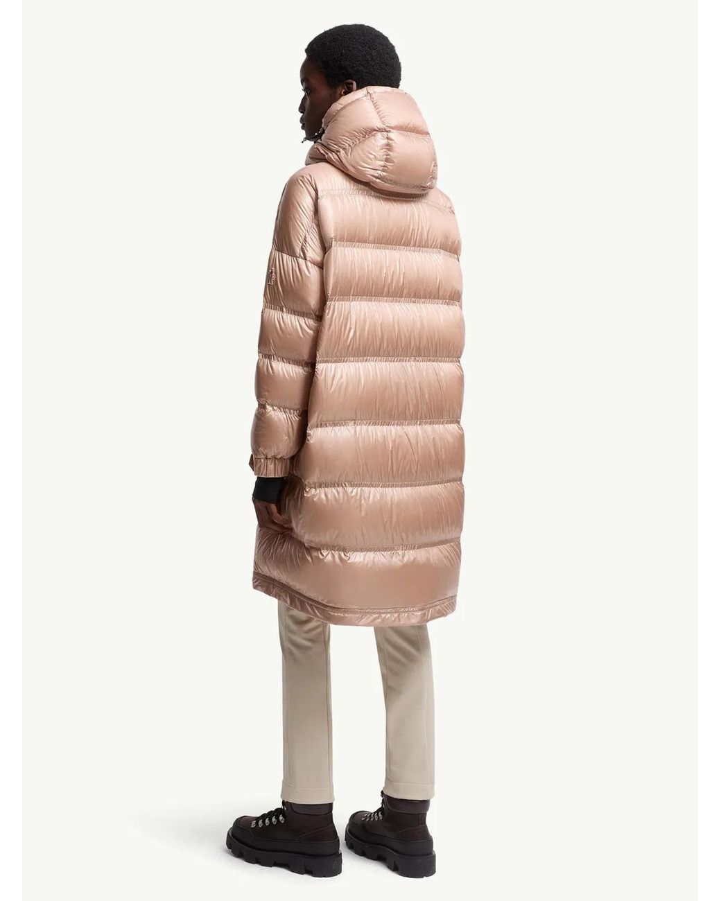 Moncler Natural Rochelairs Hooded Long Down Jacket