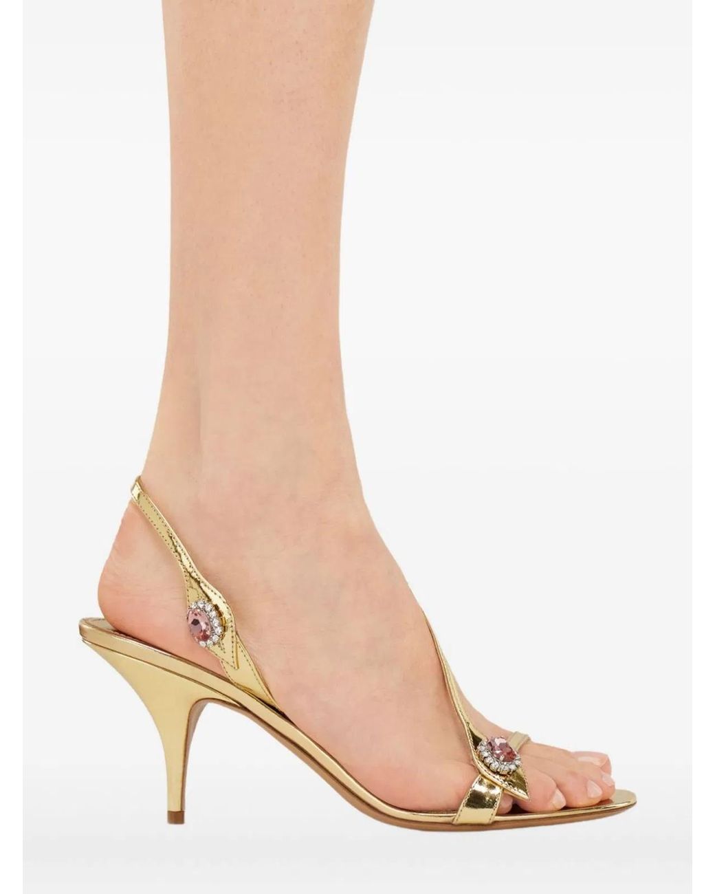 Ferragamo Natural Laminated Leather Sandals