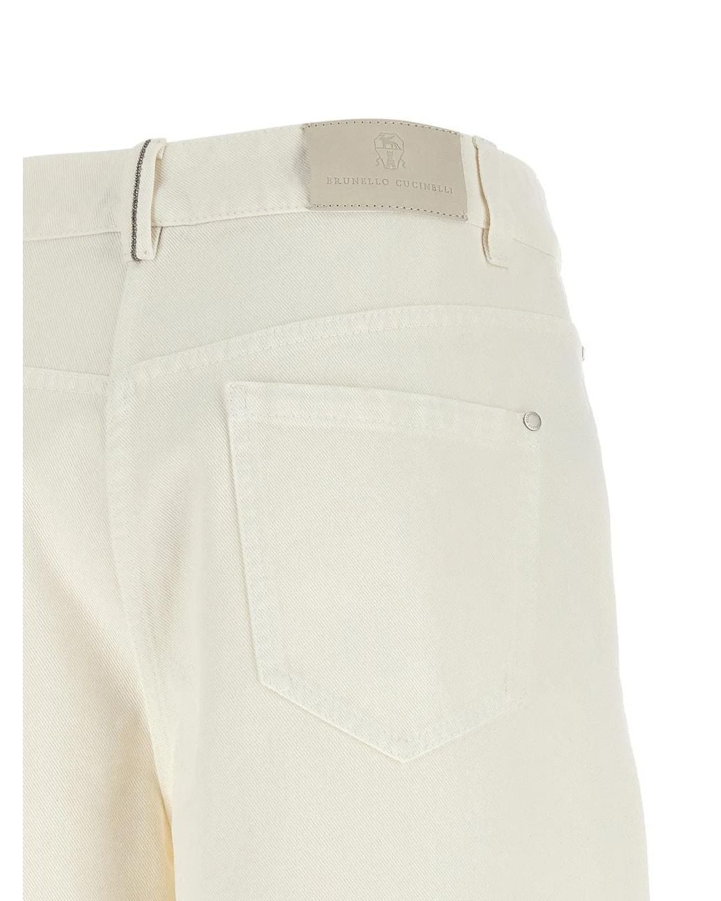 Brunello Cucinelli White Cotton Relaxed Fit Jeans Clothing