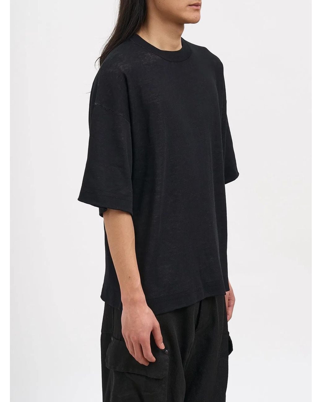Isabel Benenato Black Crew Neck Cotton Sweater for men