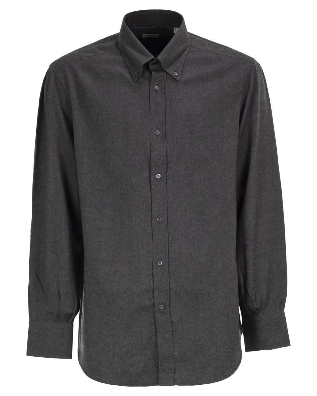 Brunello Cucinelli Gray Cotton And Lyocell Button-Down Shirt for men