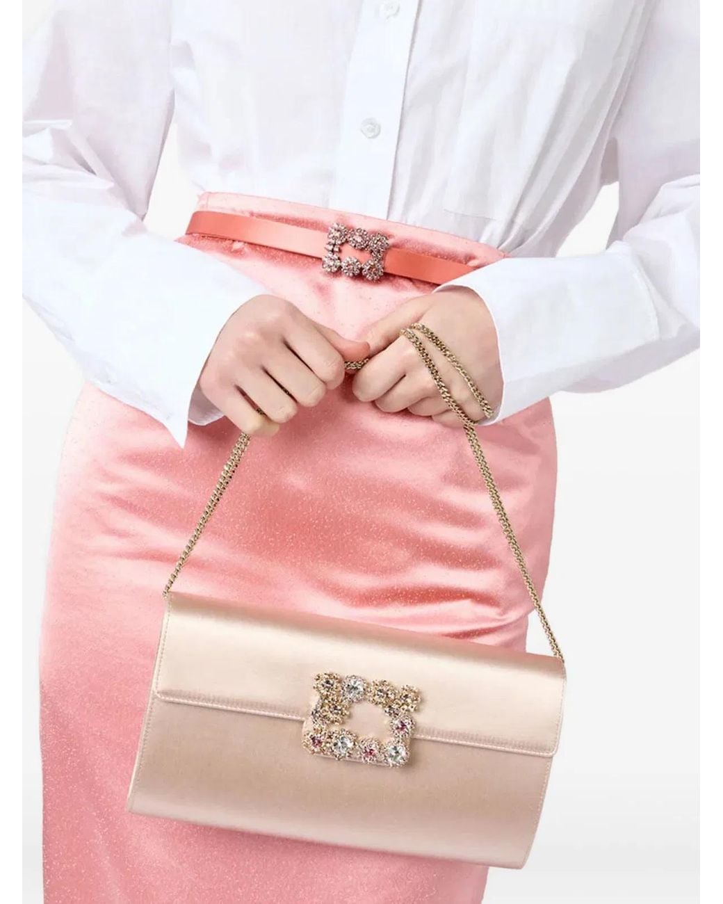 Roger Vivier Natural Efflorescence Embellished Chain Clutch Bag
