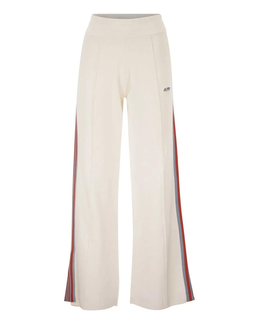 Autry White Viscose Track Trousers With Side Stripes