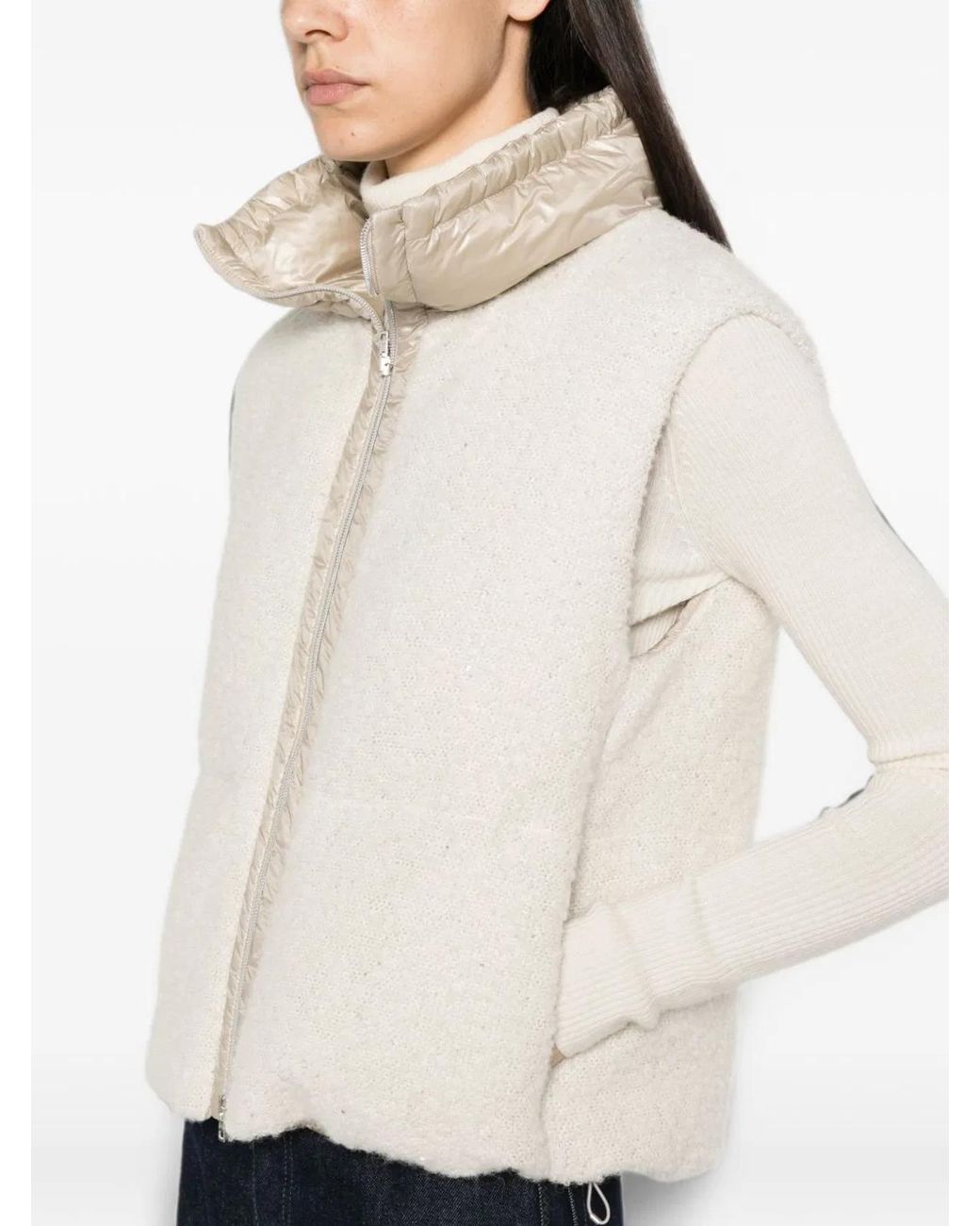 Herno Natural Sequin Sleeveless Zip Jacket