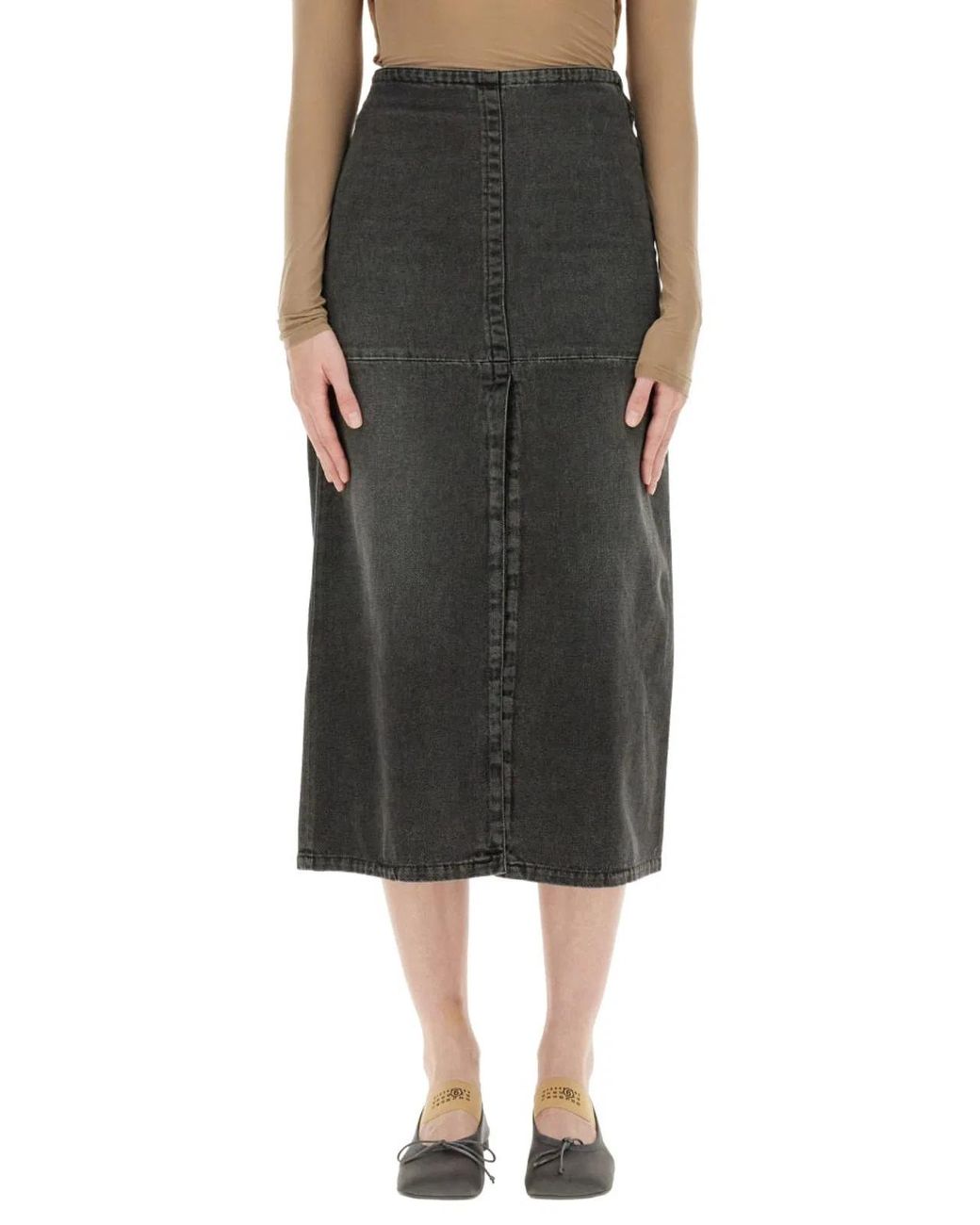 MM6 by Maison Margiela Black Long Denim Skirt
